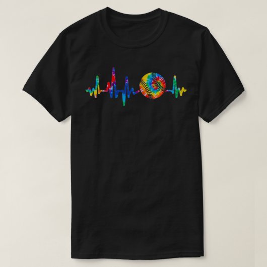 Cool Softball Heartbeat Tie dye Mannen Vrouwen Sof T-shirt (Design voorkant)