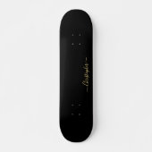 Cool Solid Plain Black Gold Monogrammed Siged Persoonlijk Skateboard (Voorkant)
