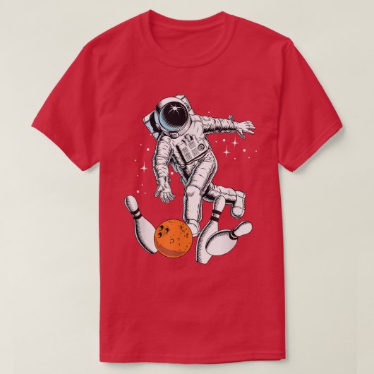 Cool Space Astronaut Playing Bowling Graphic Desig T-shirt (Design voorkant)