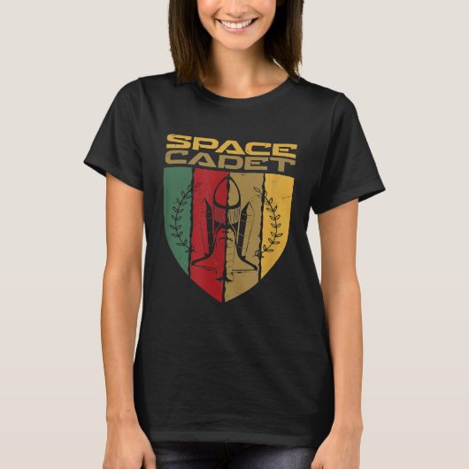 Cool Space Cadet Badge Emblems Rocket T-shirt (Voorkant)