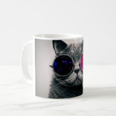 Cool Space Cat met Telescope Glasses Milky Way Koffiemok (Voorkant links)