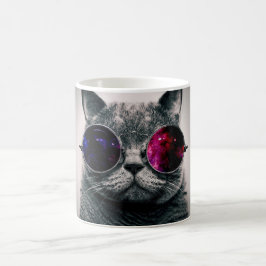 Cool Space Cat met Telescope Glasses Milky Way Koffiemok