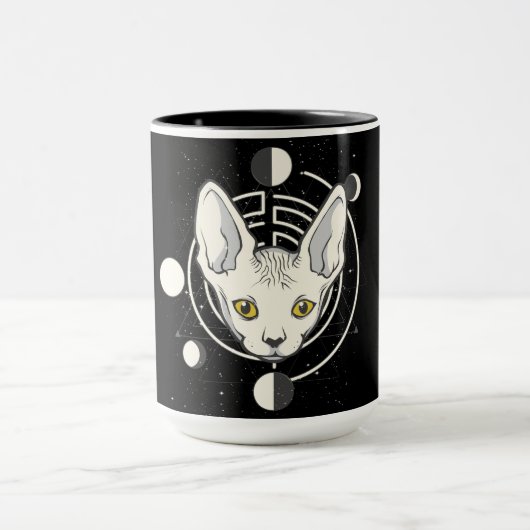 Cool Space Kat Gezicht Design Mok (Midden)