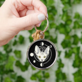 Cool Space Kat Gezicht Design Sleutelhanger (Hand)