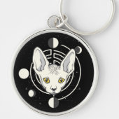 Cool Space Kat Gezicht Design Sleutelhanger (Voorkant)
