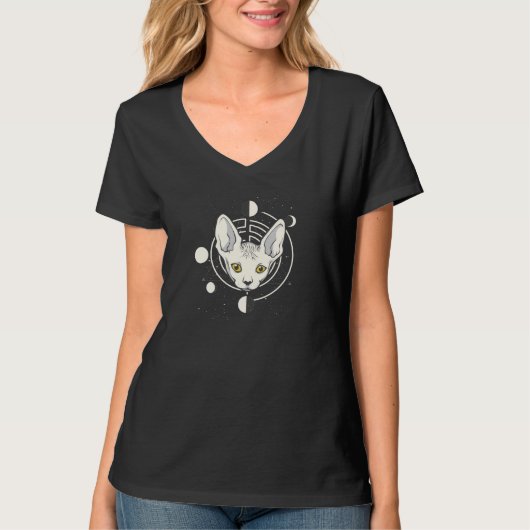 Cool Space Kat Gezicht Design T-shirt (Voorkant)