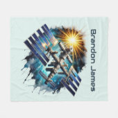 Cool space lovers add name fleece deken (Voorkant (Horizontaal))