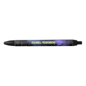 Cool Space Night Sky Script Name Monogram Zwarte Inkt Pen (Voorkant)