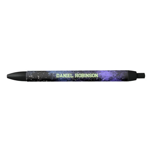 Cool Space Night Sky Script Name Monogram Zwarte Inkt Pen (Voorkant)