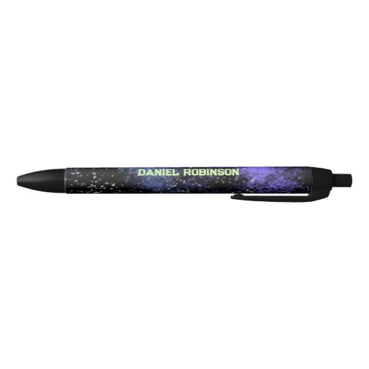 Cool Space Night Sky Script Name Monogram Zwarte Inkt Pen (Bodem)