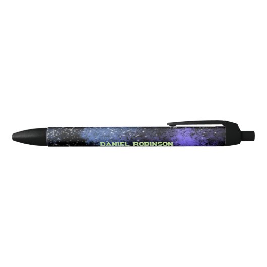 Cool Space Night Sky Script Name Monogram Zwarte Inkt Pen (Bovenkant)