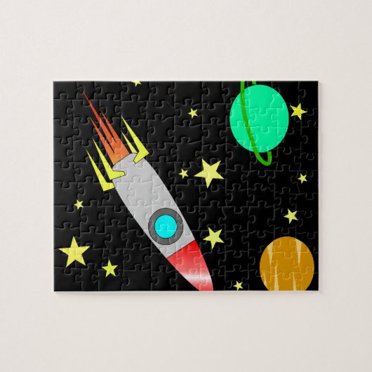 Cool Space Rocket Planets Stars Children's Legpuzzel (Horizontaal)