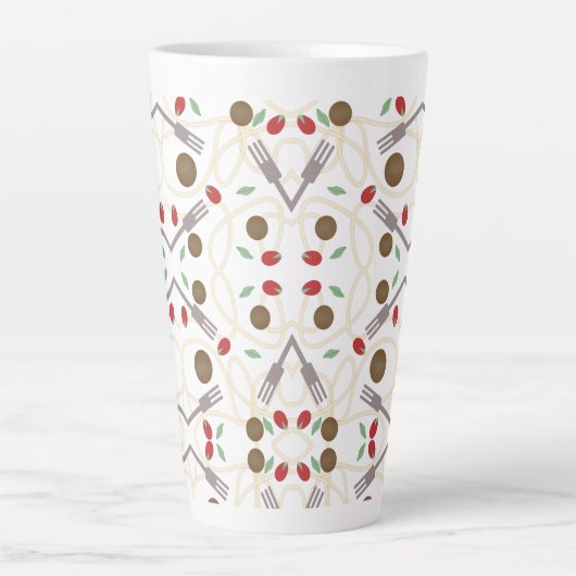 Cool Spaghetti Meatballen Patroon Latte Mok (Voorkant)