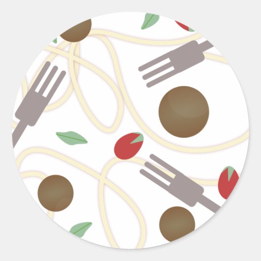 Cool Spaghetti Meatballen Patroon Ronde Sticker (Voorkant)