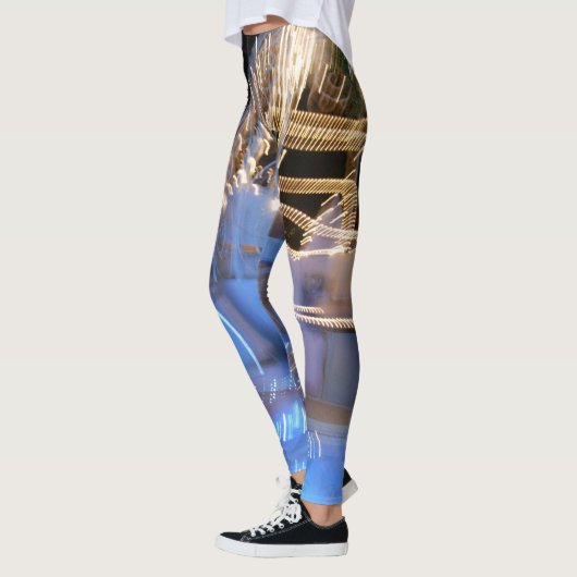 Cool sparkle abstract goudblauw licht strepen vet leggings (Links)