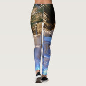 Cool sparkle abstract goudblauw licht strepen vet leggings (Achterkant)