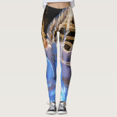 Cool sparkle abstract goudblauw licht strepen vet leggings (Voorkant)