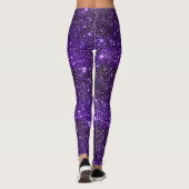 Cool Sparkling Kosmische PurpleGalaxy Glitterij Pa Leggings (Achterkant)