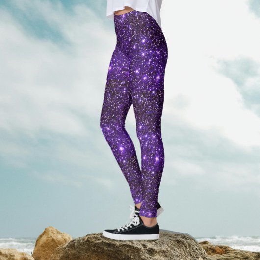 Cool Sparkling Kosmische PurpleGalaxy Glitterij Pa Leggings