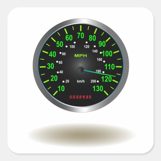Cool Speedometer Embleem Vierkante Sticker (Voorkant)