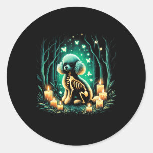 Cool Speelgoed Poedel Hond Skelet Halloween Hond M Ronde Sticker