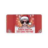 Cool Sphynx Cat Christmas Santa Design Etiket (Voorkant)