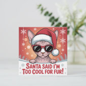 Cool Sphynx Cat Christmas Santa Design Feestdagenkaart (Staand voorkant)