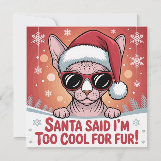 Cool Sphynx Cat Christmas Santa Design Feestdagenkaart (Voorkant)
