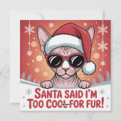 Cool Sphynx Cat Christmas Santa Design Feestdagenkaart (Achterkant)