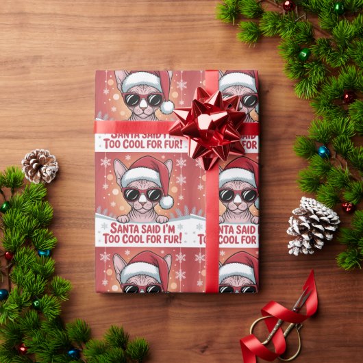Cool Sphynx Kat Kerstman Ontwerp Cadeaupapier (Feestdagen Geschenken)