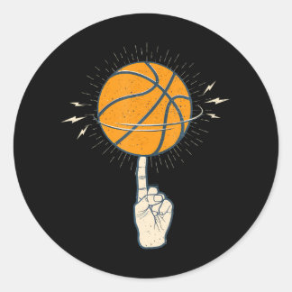Cool spinning basketbal op je vinger sport ronde sticker