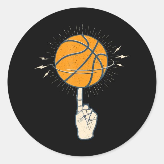 Cool spinning basketbal op je vinger sport ronde sticker (Voorkant)
