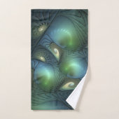 Cool Spirals Beige Green Turquoise Fractal Art Bad Handdoek (Handdoek)
