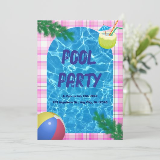 COOL! 🏖️Splash In De Zomer – Uitnodiging voor het (Staand voorkant)