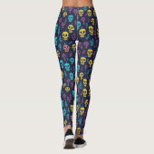 Cool Spooky Halloween Kleurrijke Schedel Patroon P Leggings (Achterkant)