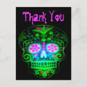 Cool Spooky Sugar Skull  Retro Art Briefkaart