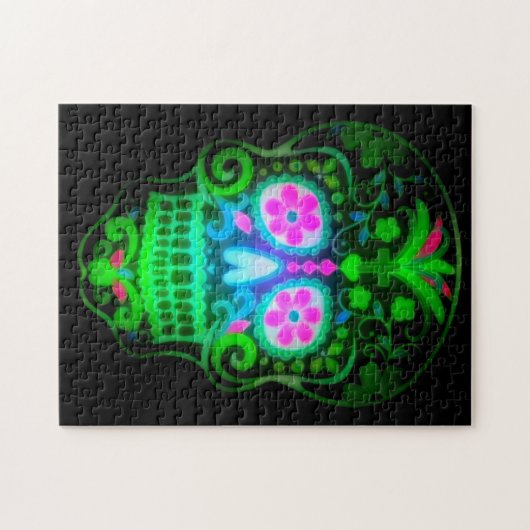 Cool Spooky Sugar Skull Retro Art Legpuzzel (Horizontaal)