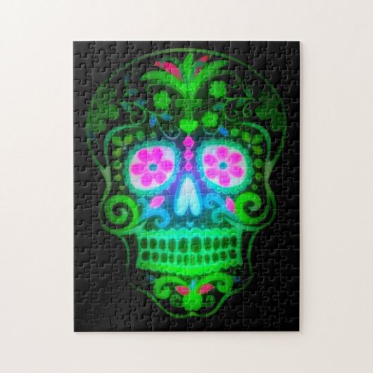 Cool Spooky Sugar Skull  Retro Art Legpuzzel (Verticaal)