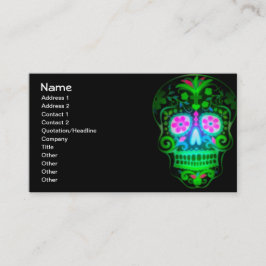 Cool Spooky Sugar Skull  Retro Art Visitekaartje