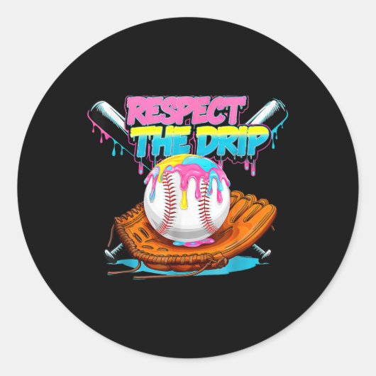 Cool Sport Baseball Home Bord Drip met Sprinkles Ronde Sticker (Voorkant)