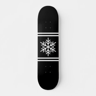 Cool Sportieve Zwart Wit Racing Stripes Sneeuwvlok Persoonlijk Skateboard