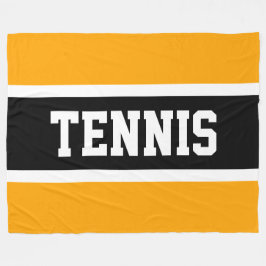 Cool Sporty Bold Yellow Black TENNIS Letters Tekst Fleece Deken