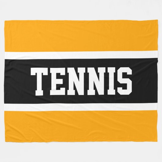 Cool Sporty Bold Yellow Black TENNIS Letters Tekst Fleece Deken (Voorkant (Horizontaal))