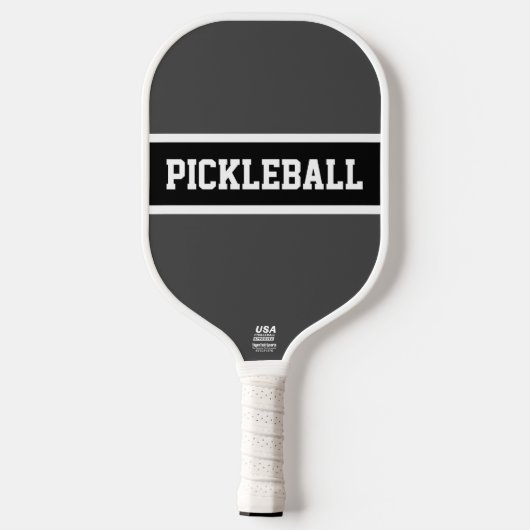 Cool Sporty Grey Black PICKLEBALL Text Stripes Pickleball Paddle (Achterkant)