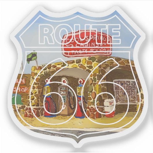 Cool Springs op Route 66 Sticker (Voorkant)
