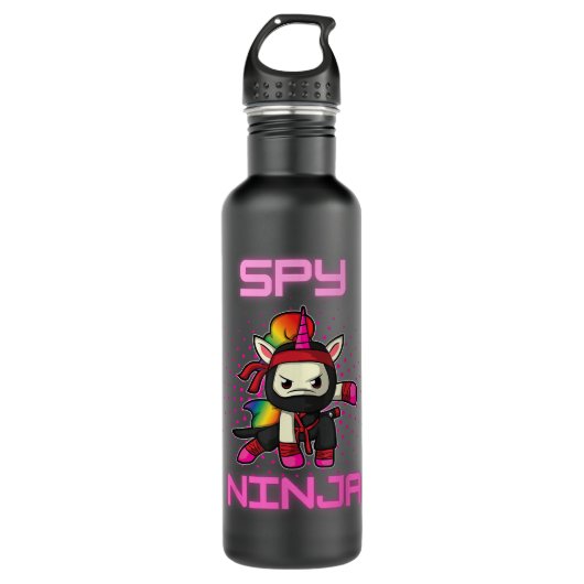 Cool Spy Gaming Ninja Gamer Unicorn Ninja Boy Girl Waterfles (Voorkant)