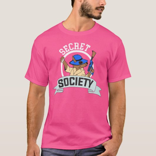 Cool Squirrel Holding Pistool Secret Society T-shirt (Voorkant)