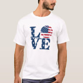 Cool Stacked Love Pattern Sports Amerikaanse vlag  T-shirt (Voorkant)