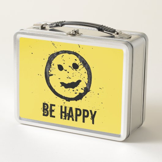 Cool Stained Happy Smiling face Custom text yellow (Voorkant)