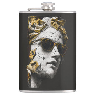 Cool standbeeld met zonnebril – Oude wijsheid mode Heupfles